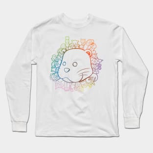 Otter Doodle Rainbow Line art T-Shirt Long Sleeve T-Shirt